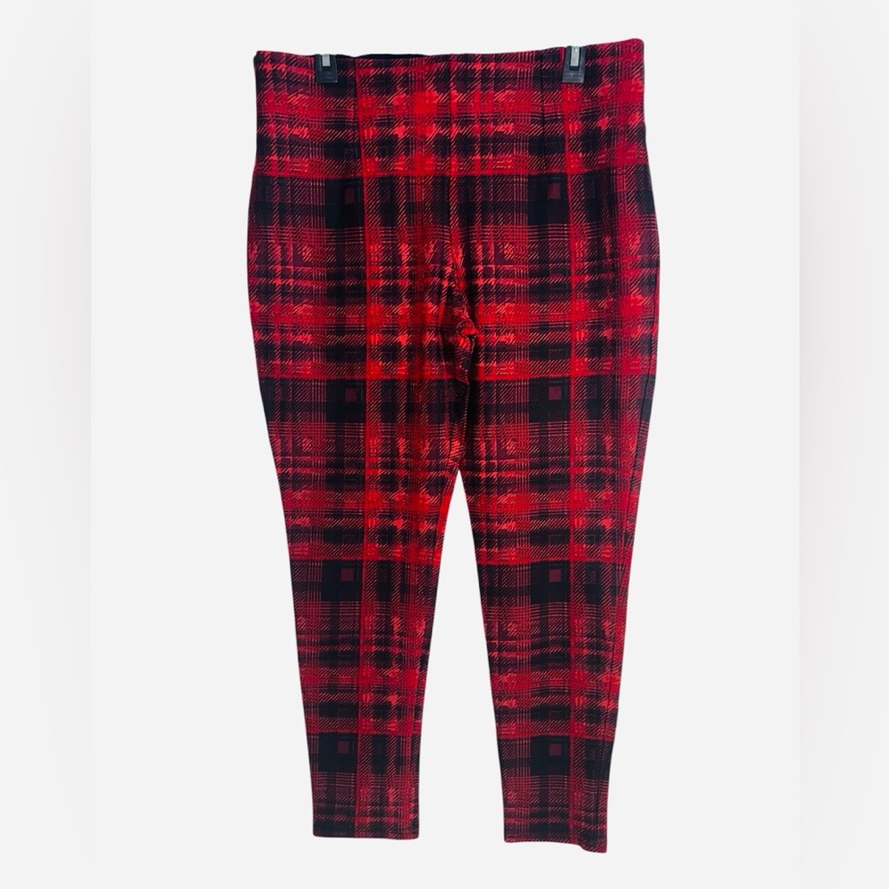 Investments Red and Black Plaid Straight Leg Pants